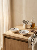 Midnight Flowers - 2er-Set Flache Schalen - S - Bone-China-Porzellan - Fiore Rosa