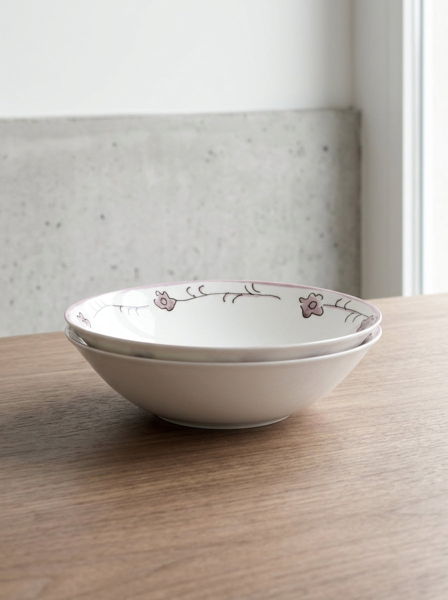 Midnight Flowers - Lot De 2 Bols Bas - L - Porcelaine Bone China - Foncé Viola