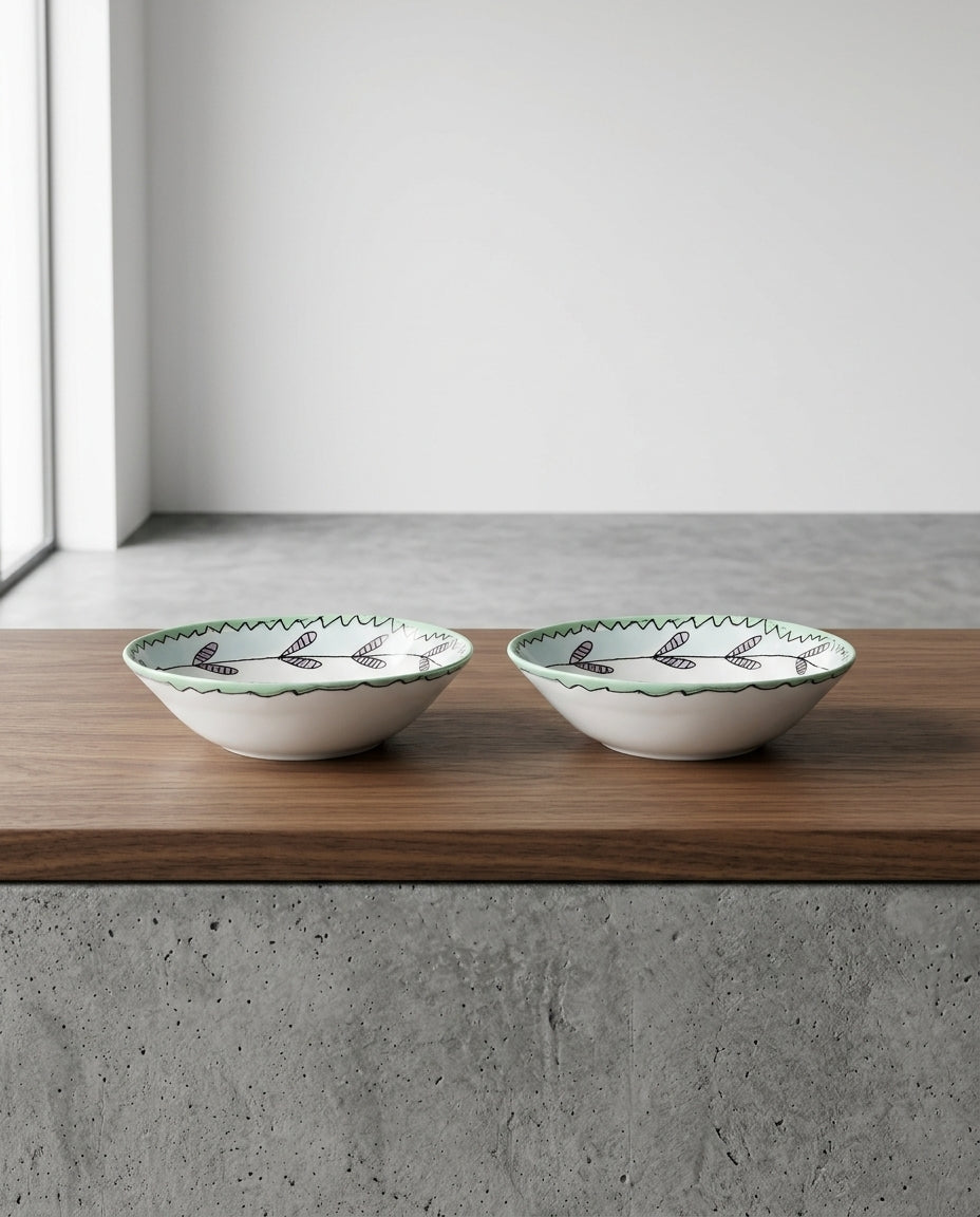 Midnight Flowers - Lot De 2 Bols Bas - S - Porcelaine Bone China - Blossom Milk