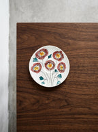 Midnight Flowers - Set of 2 Saucers for Tall Coffee Cup - Bone China Porcelain - Anemone Milk