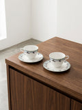 Midnight Flowers - Lot De 2 Tasses À Café Hautes + Soucoupes - Porcelaine Bone China - Blossom Milk