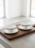 Midnight Flowers - Lot De 2 Tasses À Thé + Soucoupes - Porcelaine Bone China - Blossom Milk