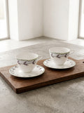 Midnight Flowers - Lot De 2 Tasses À Cappuccino + Soucoupes - Porcelaine Bone China - Blossom Milk