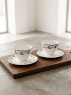 Midnight Flowers - Lot De 2 Tasses À Cappuccino + Soucoupes - Porcelaine Bone China - Blossom Milk