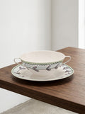 Midnight Flowers – 2er-Set Bouillontassen + Untertassen – Bone-China-Porzellan – Blossom Milk
