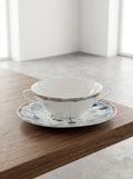 Midnight Flowers - 2er-Set Suppentassen + Untertassen - Bone-China-Porzellan - Mirtillo Tea