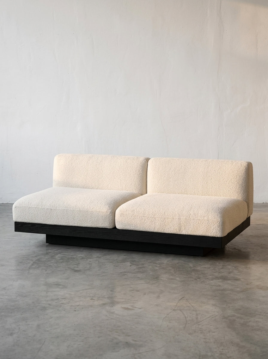Rudolph - Banc 2 Places D'intérieur - Aluminium, Bois Et Tissu D'ameublement - Blanc Cassé Noir