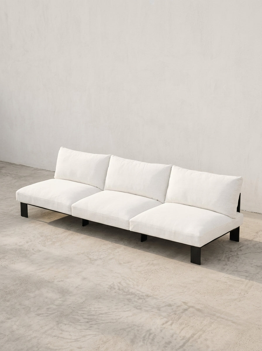 Bea Mombaers - Banc 3 Places + Coussin D'extérieur - Aluminium Et Tissu D'ameublement - Blanc Alba