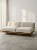 Rudolph - Banco De Interior De 2 Plazas - Aluminio, Madera Y Tapicería - Beige Cognac