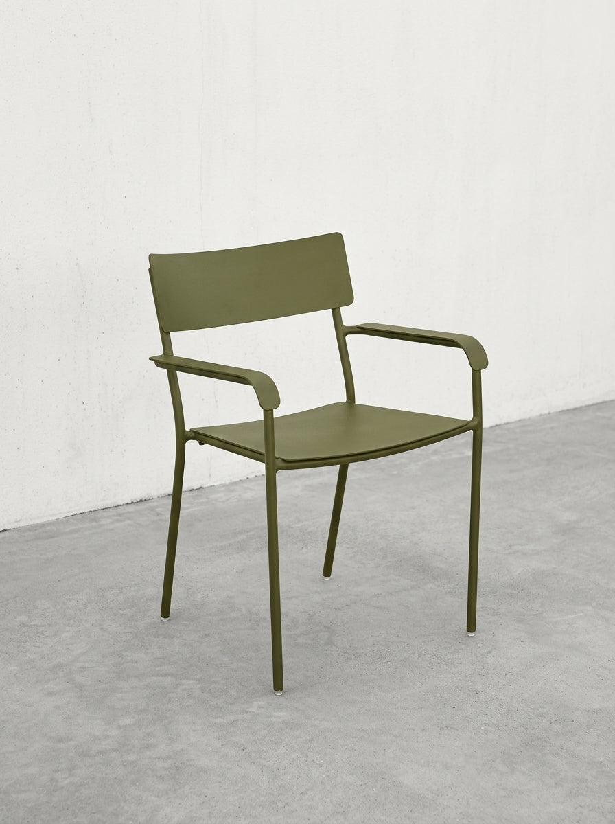 August - Chaise À Accoudoirs - Aluminium - Vert