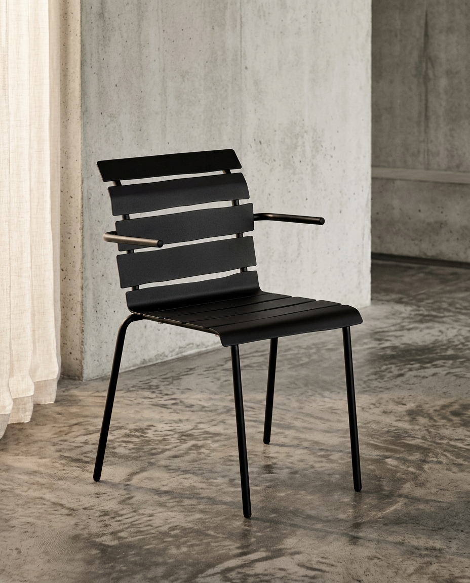 Aligned - Chaise À Accoudoirs - Aluminium - Noir