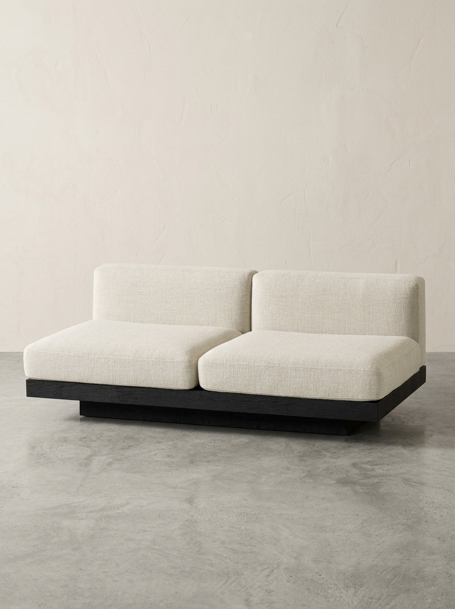 Rudolph - Banc 2 Places D'intérieur - Aluminium, Bois Et Tissu D'ameublement - Bone Noir