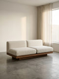 Rudolph - Banc 2 Places D'intérieur - Aluminium, Bois Et Tissu D'ameublement - Bone Cognac