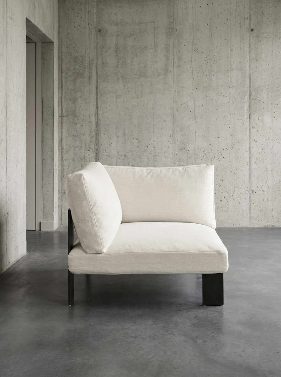 Bea Mombaers - Banc Siège D'angle + Coussin D'intérieur - Aluminium Et Tissu D'ameublement - Ivoire