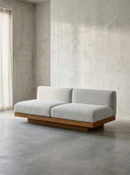 Rudolph - Banc 2 Places D'intérieur - Aluminium, Bois Et Tissu D'ameublement - Blanc Cassé Cognac