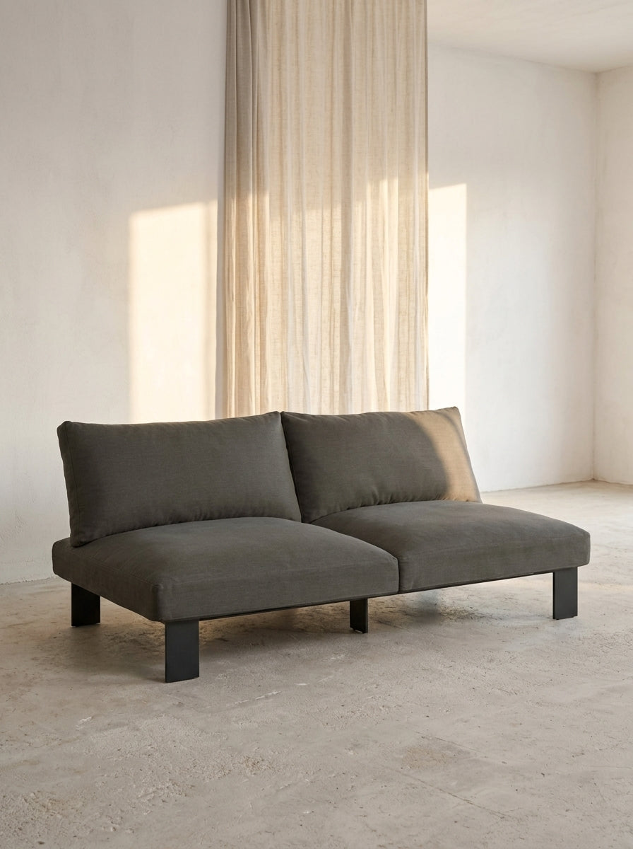 Bea Mombaers - Banc 2 Places + Coussin D'intérieur - Aluminium Et Tissu D'ameublement - Anthracite