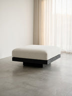 Rudolph - Pouf D'intérieur - Aluminium, Bois Et Tissu D'ameublement - Blanc Cassé Noir