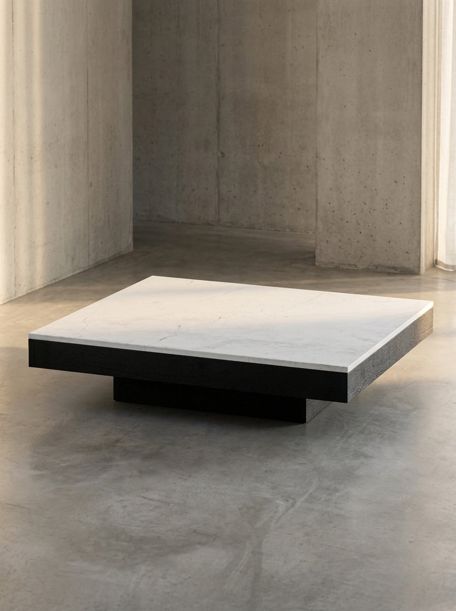 Rudolph - Table D'appoint - L - Chêne Et Marbre - Noir/Blanc