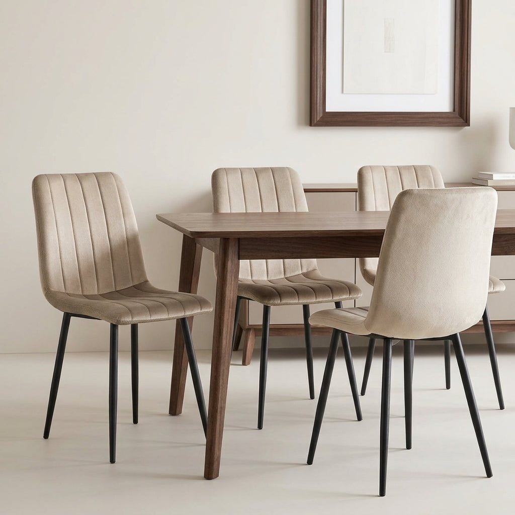 Velvet - Lot De 4 Chaises Repas - Velours - Taupe