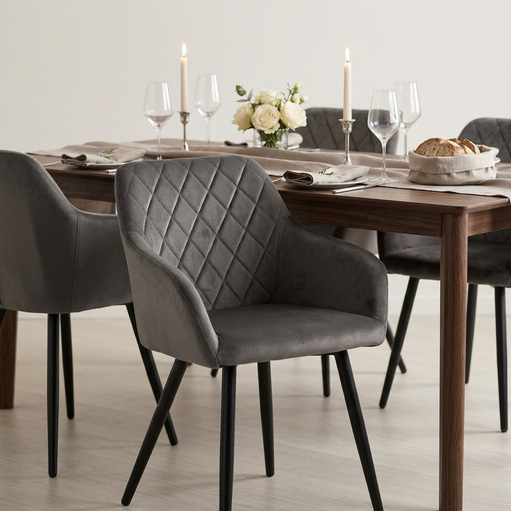 Velvet - Lot De 6 Chaises - Velours - Gris