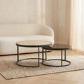 Lot De 2 Tables Gigognes Rondes - Naturel Et Noir