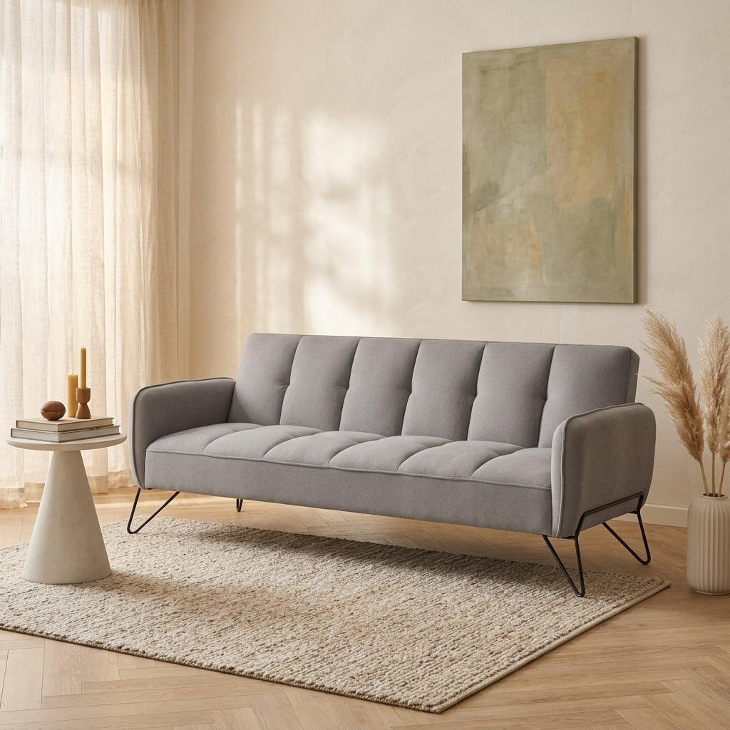 Vintex - Banquette 3 Places Clic-Clac - Microfibre - Gris