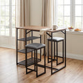 Table De Bar + 2 Tabourets - Naturel Et Noir