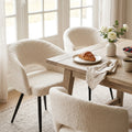 Sherpa - Lot De 2 Chaises Repas - Tissu Bouclette - Écru