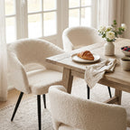 Sherpa - Lot De 2 Chaises Repas - Tissu Bouclette - Écru