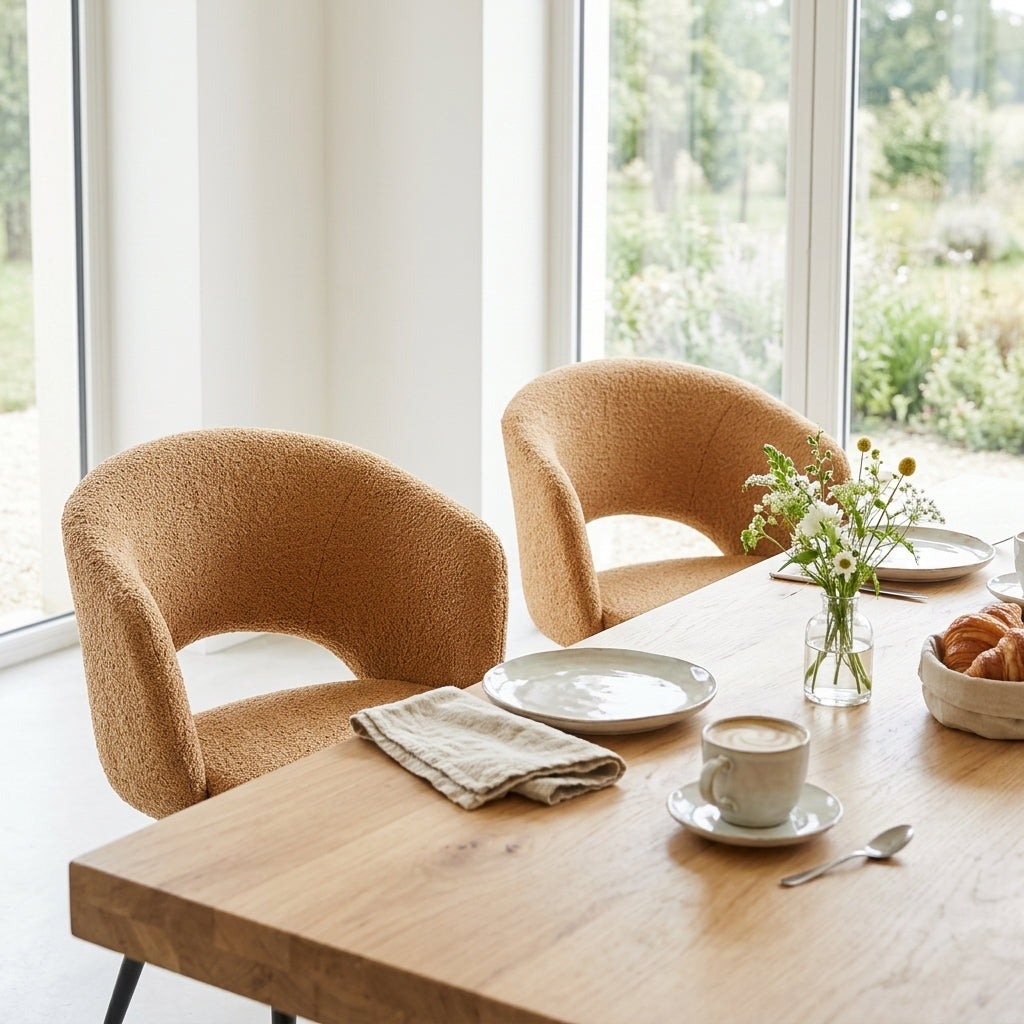 Sherpa - Lot De 2 Chaises Repas - Tissu Bouclette - Moutarde