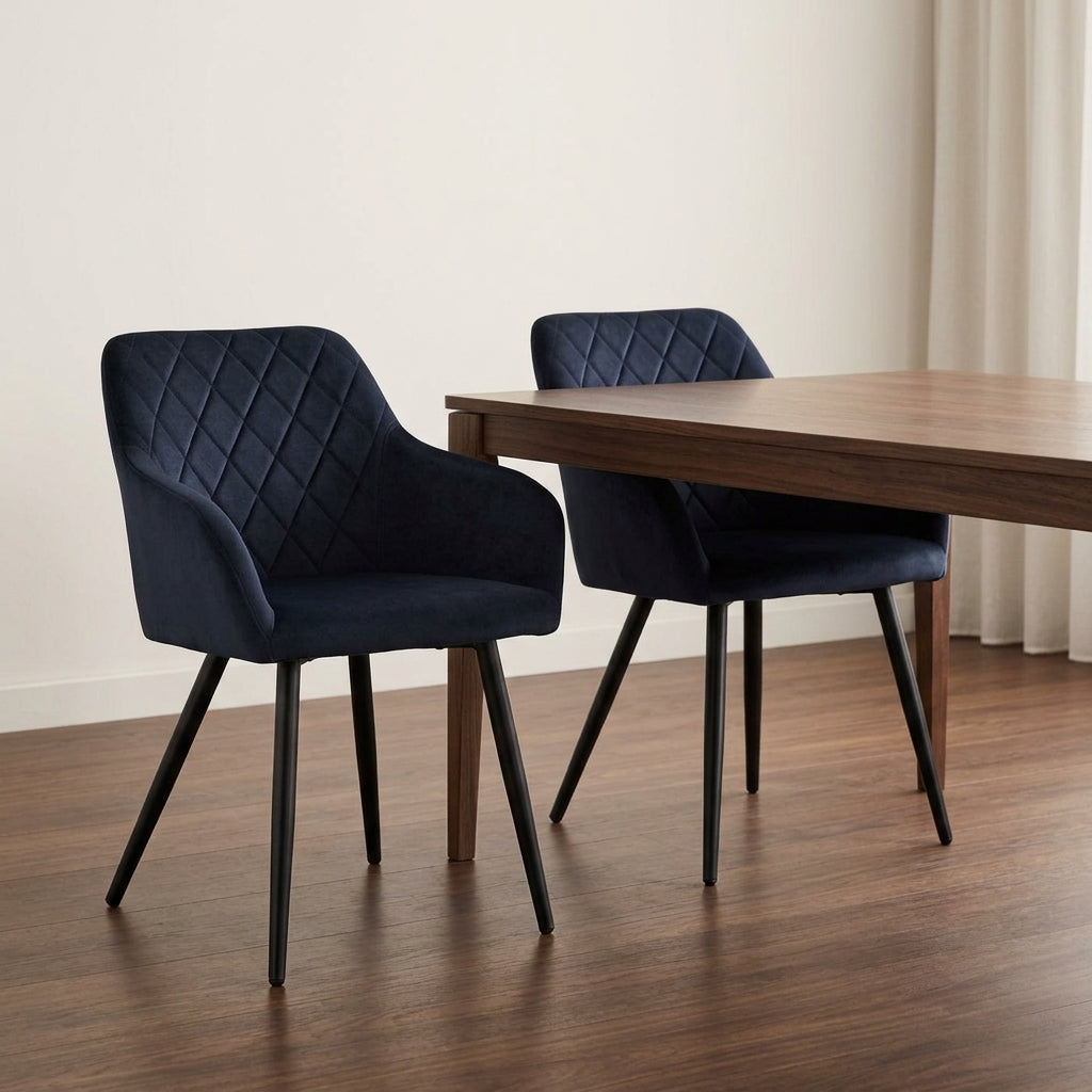 Velvet - Lot De 2 Chaises - Velours - Bleu Marine
