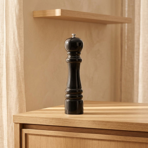 César - Large Black Pepper Mill 26 cm - Black-Stained Wood - Black