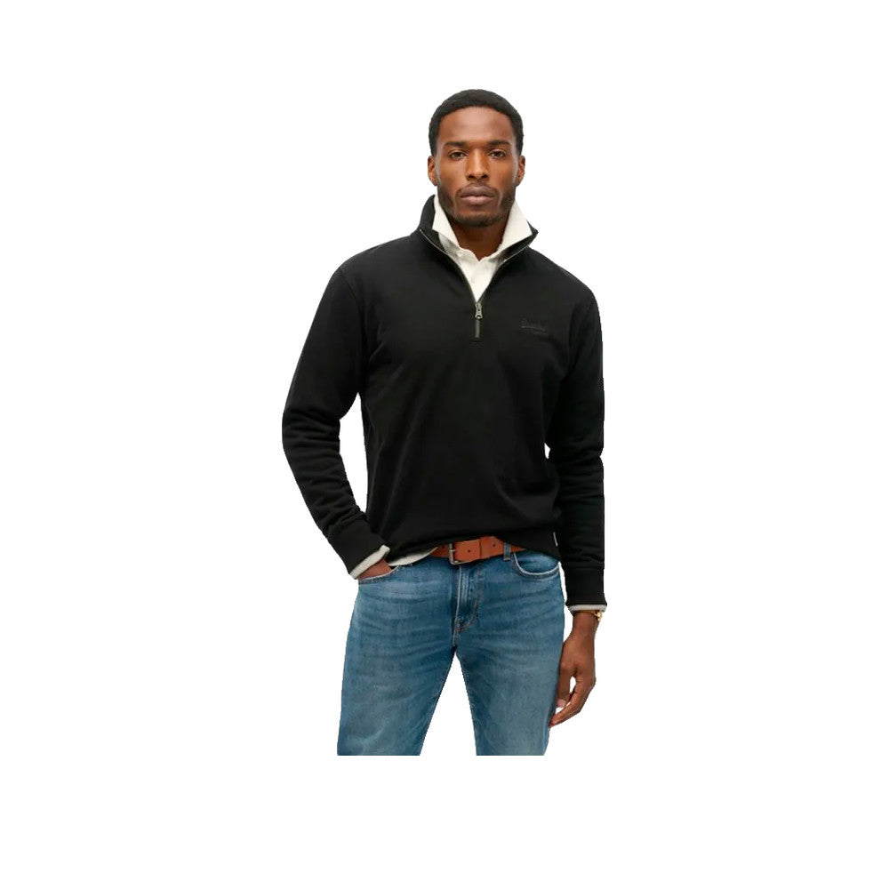 Superdry Essential Logo Henley – Sweatshirt für Herren Schwarz