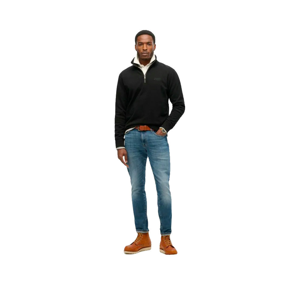 Superdry Essential Logo Henley – Sweatshirt für Herren Schwarz