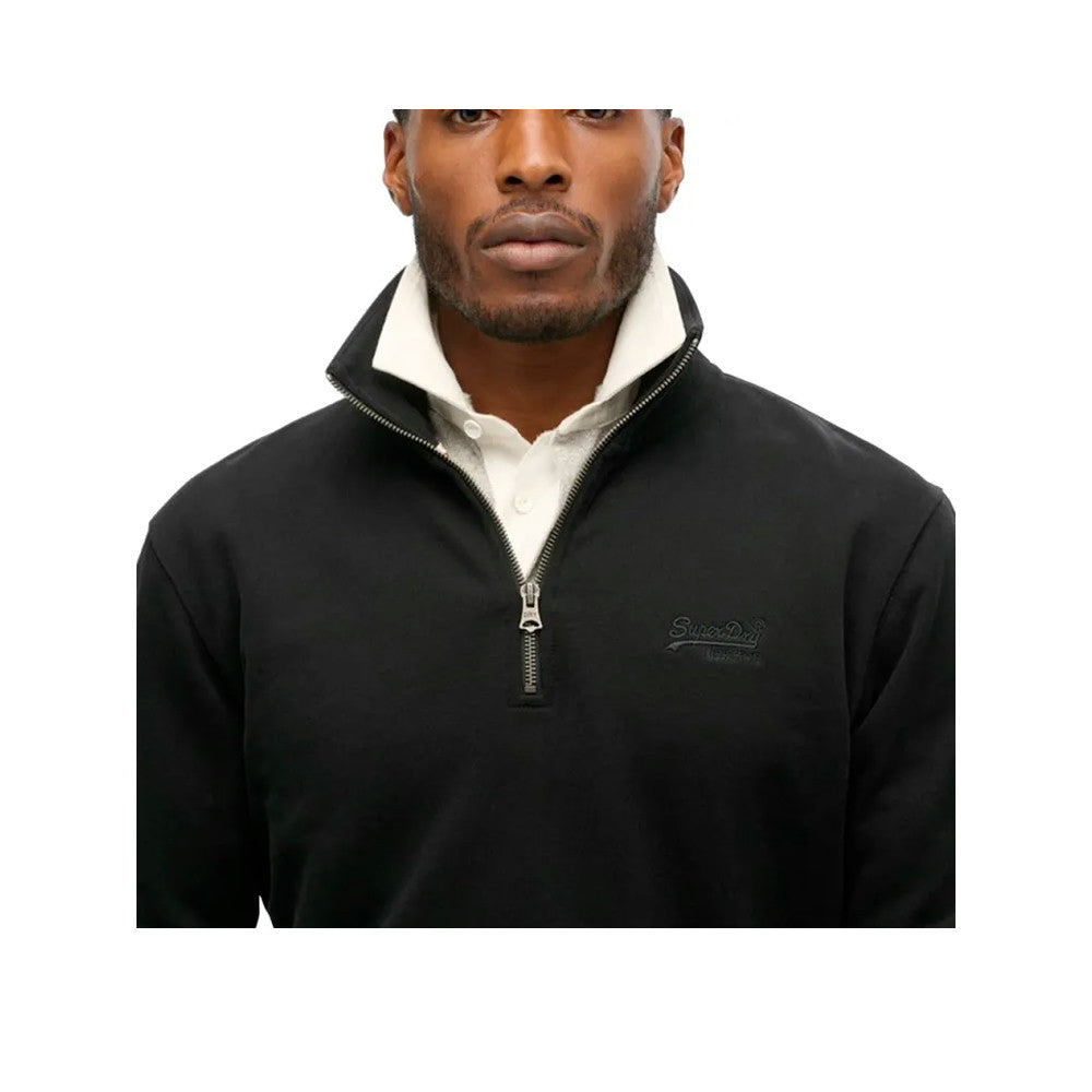 Superdry Essential Logo Henley – Sweatshirt für Herren Schwarz