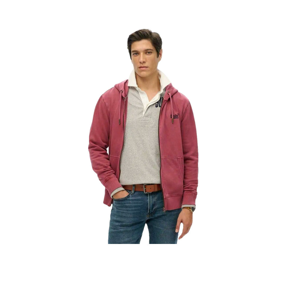 Superdry Essential Washed Zip – Kapuzen-Sweatshirt für Herren Bordeaux