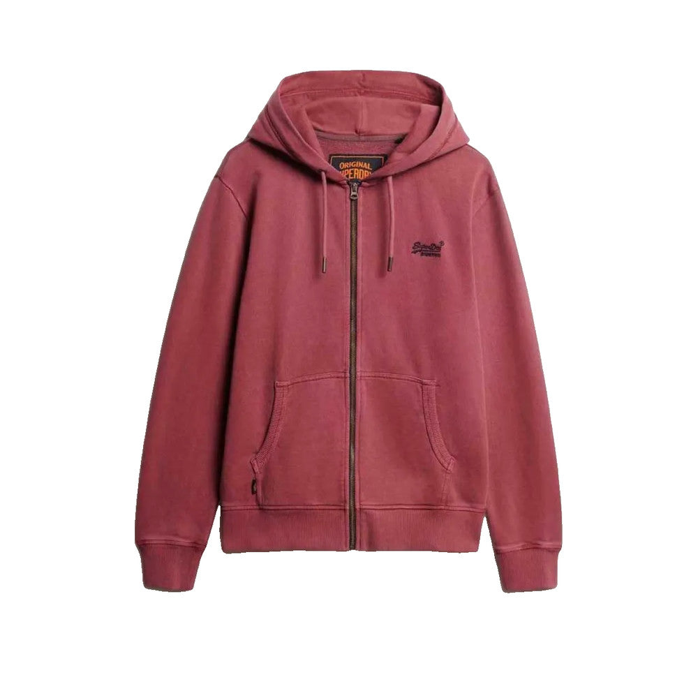 Superdry Essential Washed Zip – Kapuzen-Sweatshirt für Herren Bordeaux