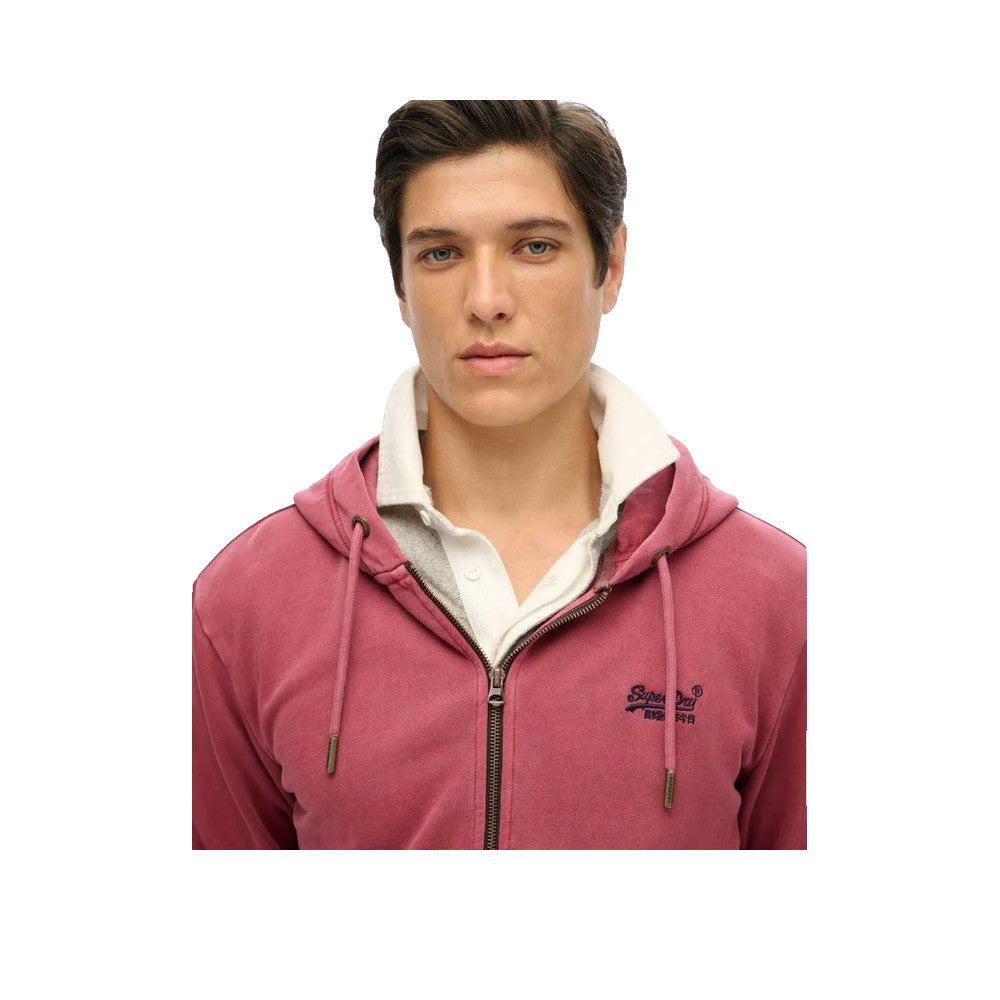 Superdry Essential Washed Zip – Kapuzen-Sweatshirt für Herren Bordeaux