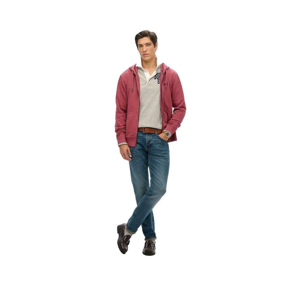 Superdry Essential Washed Zip – Kapuzen-Sweatshirt für Herren Bordeaux