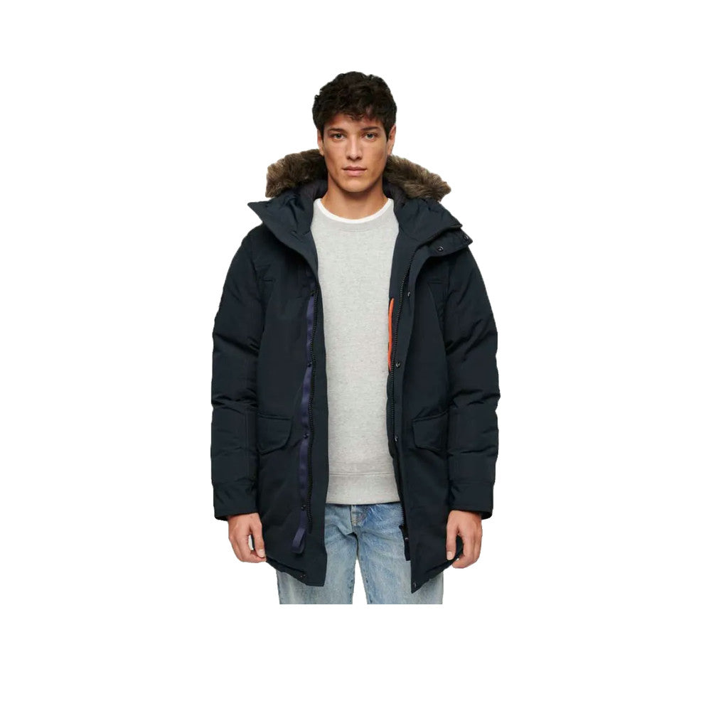 Superdry Everest Faux Fur - Parka Homme Bleu Marine