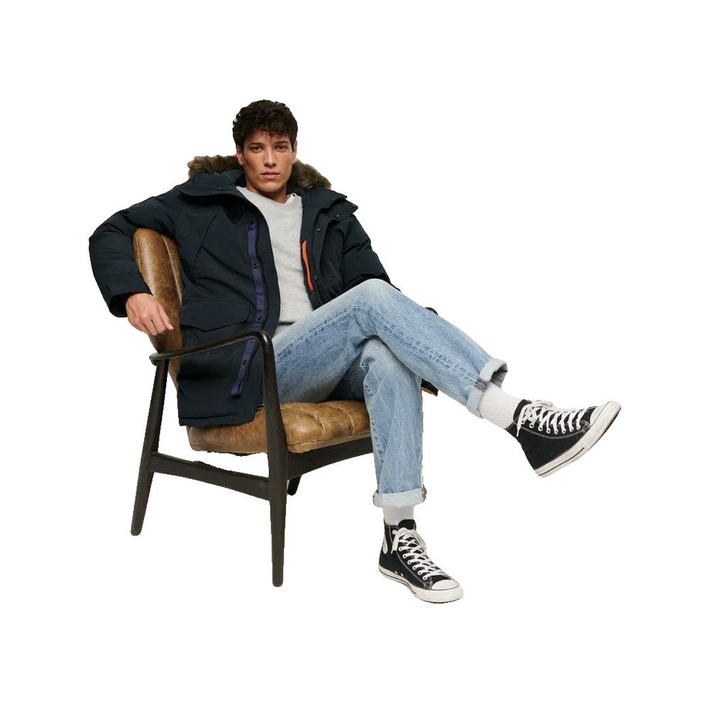 Superdry Everest Faux Fur - Parka Homme Bleu Marine