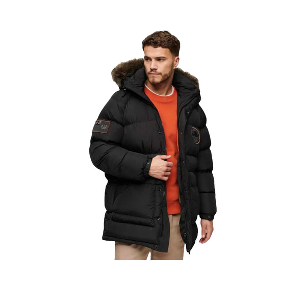 Superdry Everest Longline Baffled - Chaqueta acolchada para hombre Negro