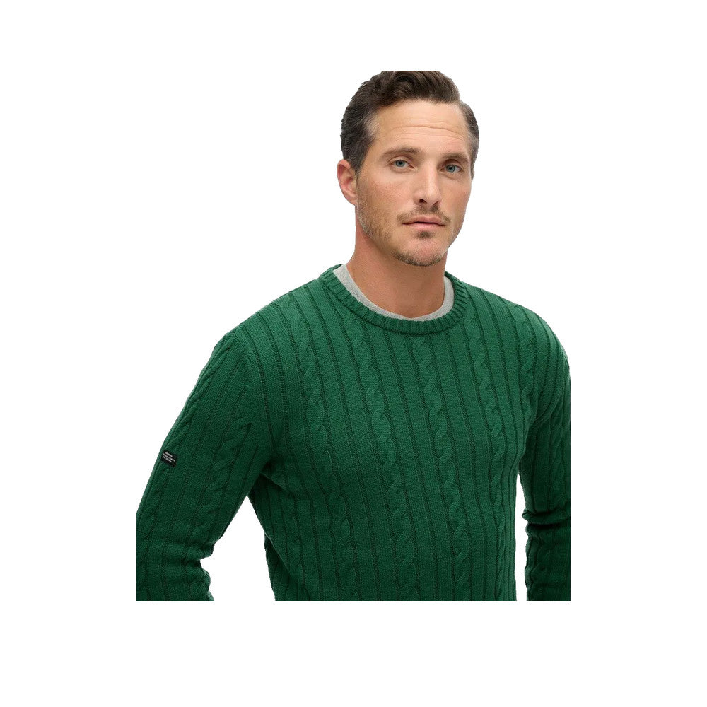 Superdry Classic Cable Knit - Pull Homme Vert