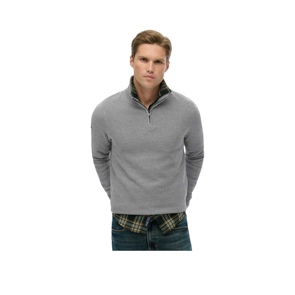 Superdry Half Zip Textured - Striktrøje til mænd Grå