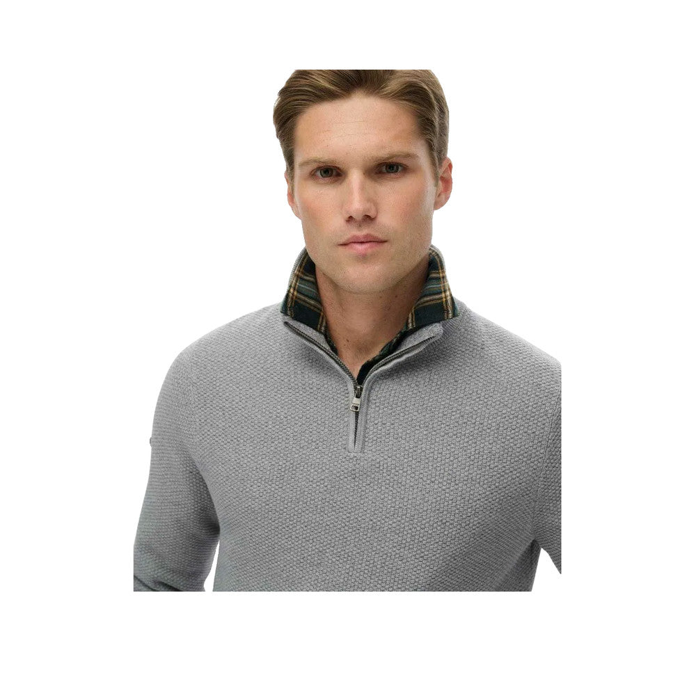 Superdry Half Zip Textured - Striktrøje til mænd Grå