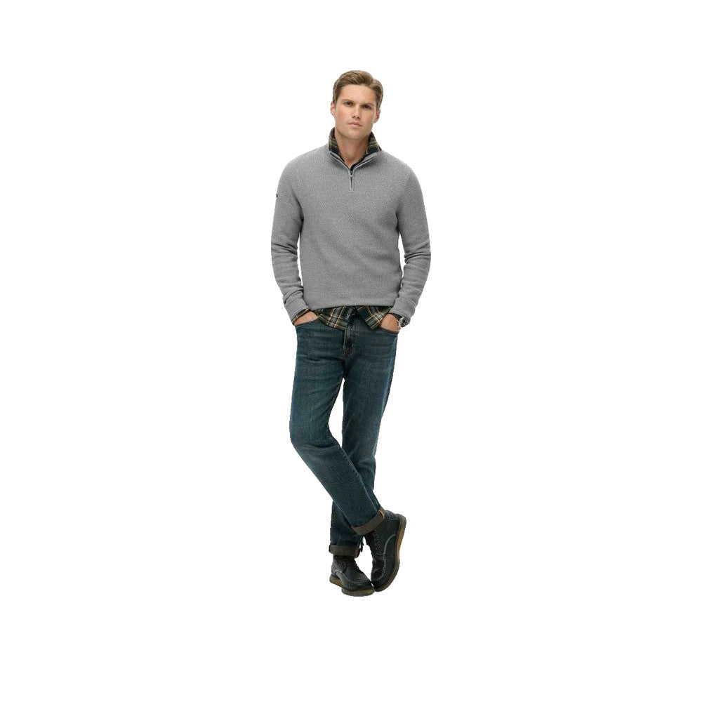 Superdry Half Zip Textured - Striktrøje til mænd Grå