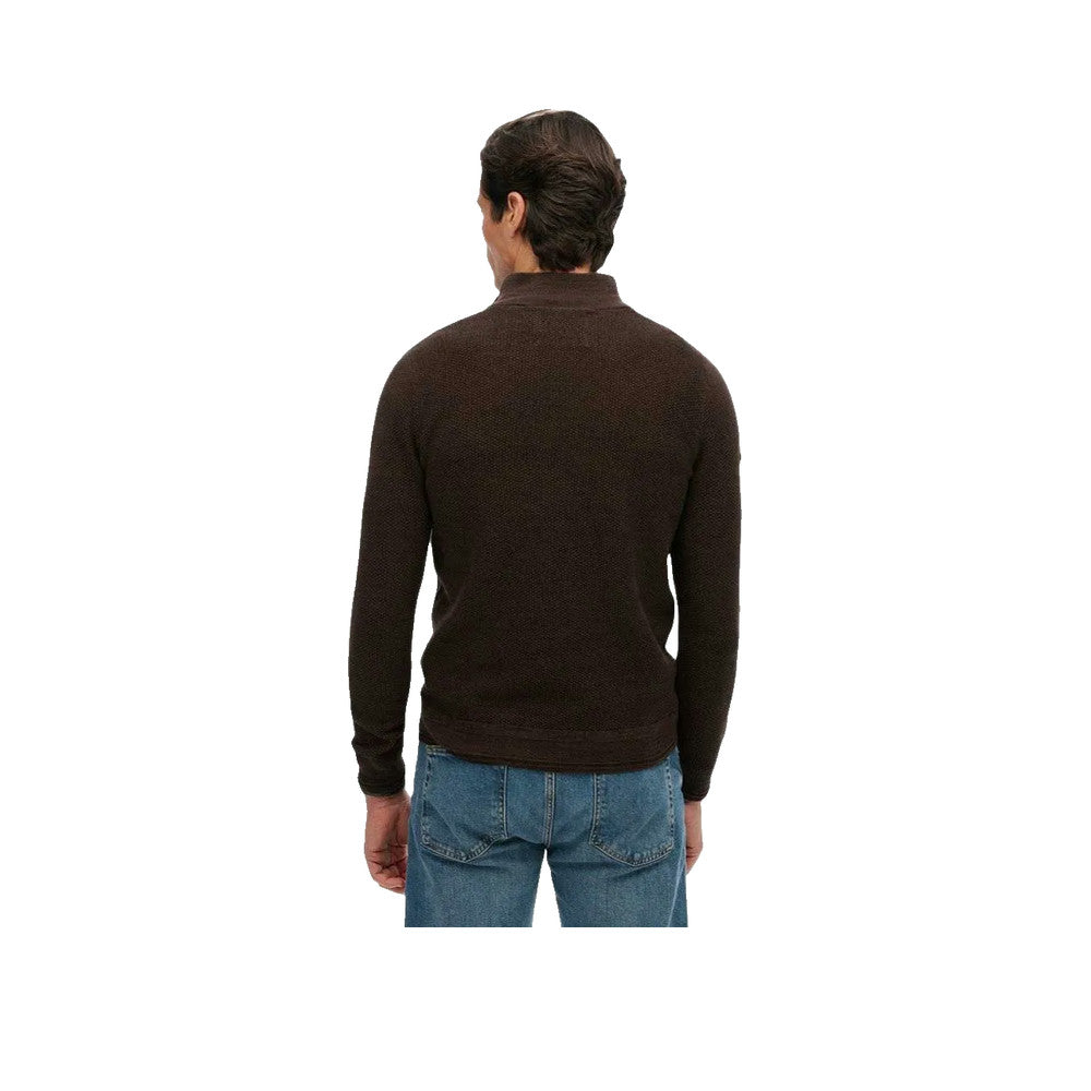 Superdry Half Zip Sweater - Men's Jumper Brown/Black