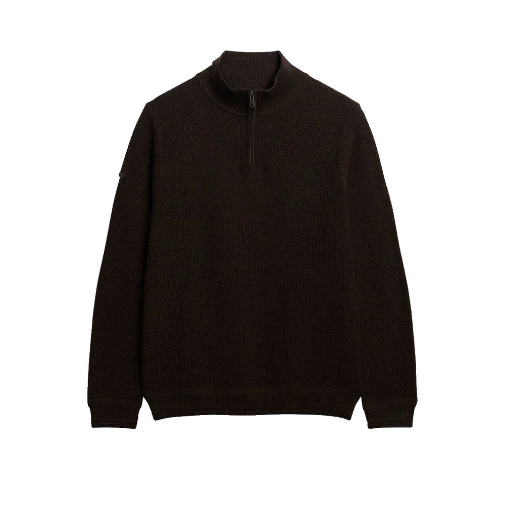 Superdry Half Zip Sweater - Men's Jumper Brown/Black