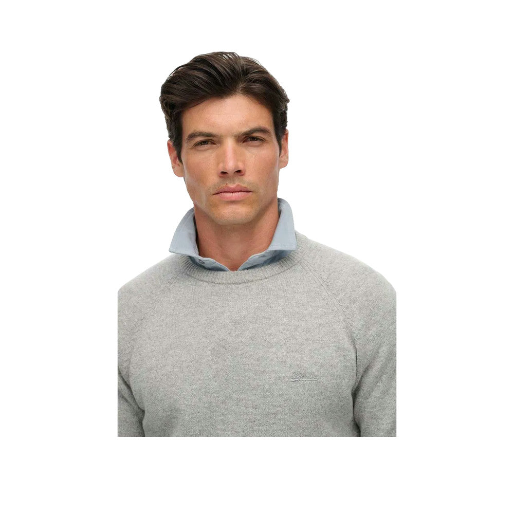Superdry Wool Blend Sweater - Pull Homme Gris