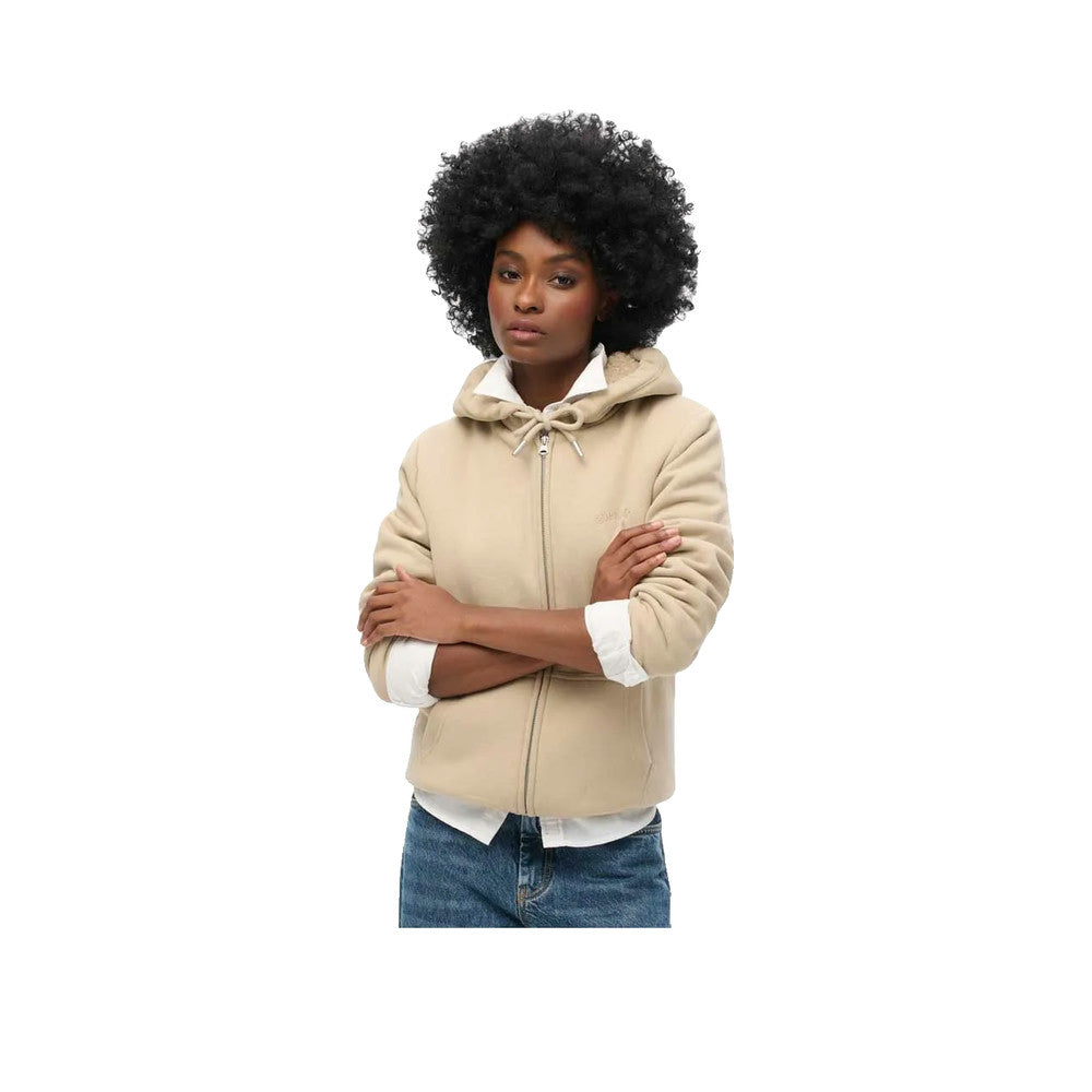 Superdry Borg Lined Full Zip Sweatshirt - Sweat Zippé Femme Beige